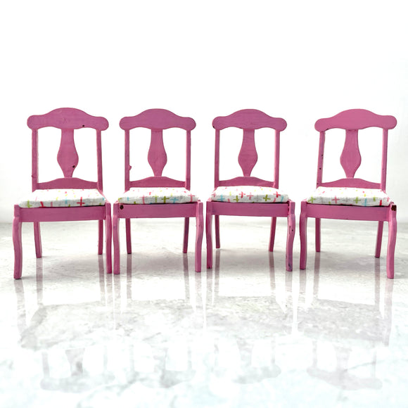 1:12 Miniature Set 4pc Pink Chairs
