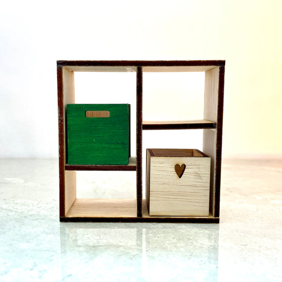 1:12 Miniature Storage Shelf W/two Wood Baskets