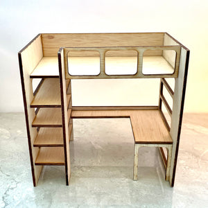 1:12 Modern Miniature Bunk Bed w/Desk